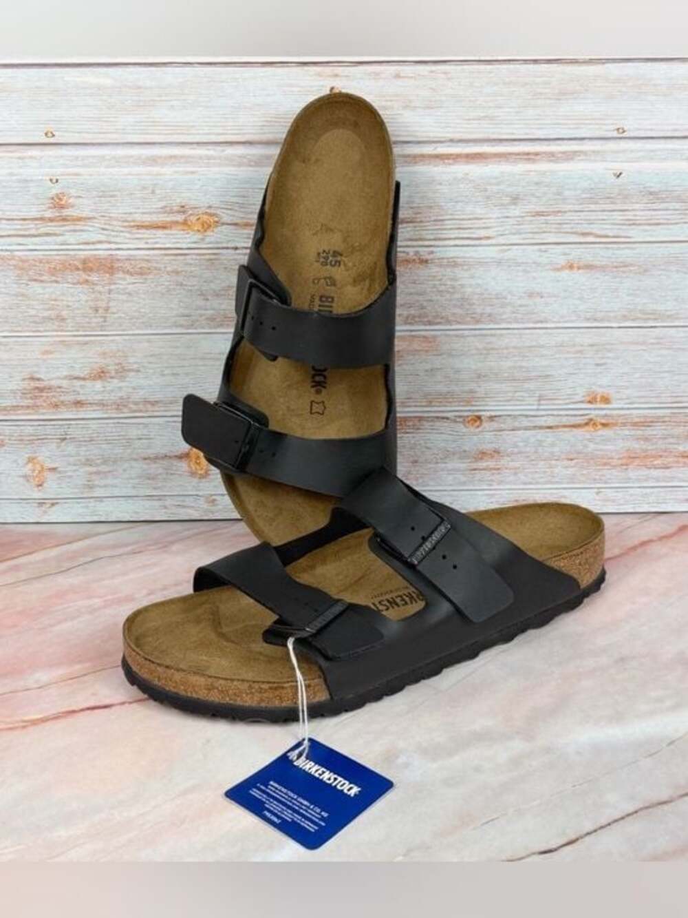 Birkenstock Arizona Black Leather Two-Strap Sandals